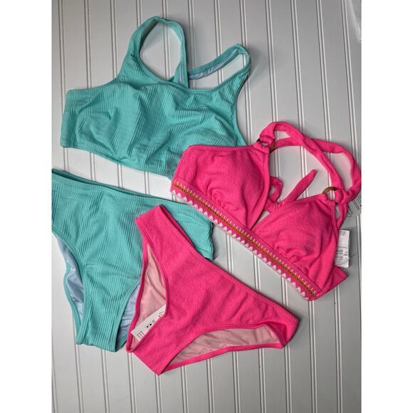 NWT Cupshe Two Piece Swimsuit Bikini Pink Crossback Bikini Swim BUNDLE Size M - Picture 2 of 7